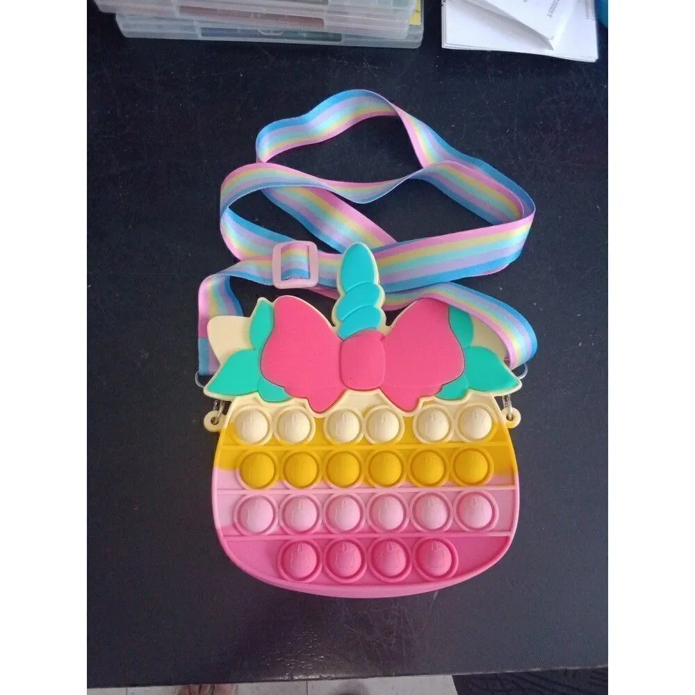 Fidget Toy Unicorn Purse Handbag Rainbow Strap Girls